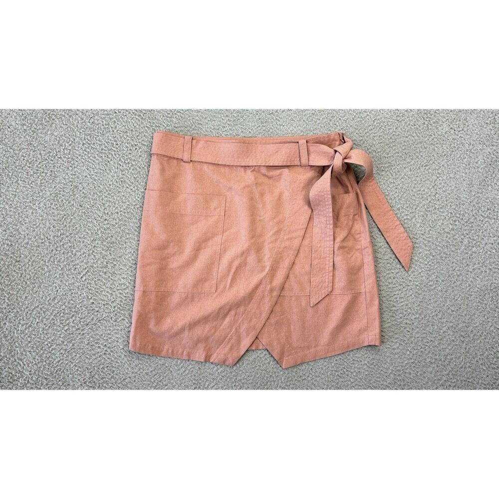 Madewell Portside Faux Wrap Skirt Womens Size 10 Blush Pink Raw Silk Mini